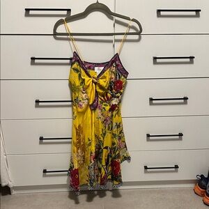 Camilla Silk Yellow Floral Mini Dress